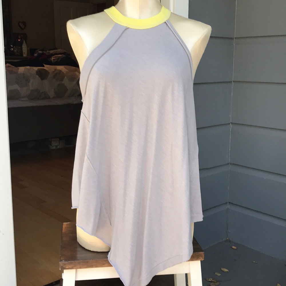 Free People Gray and Yellow Tank Top